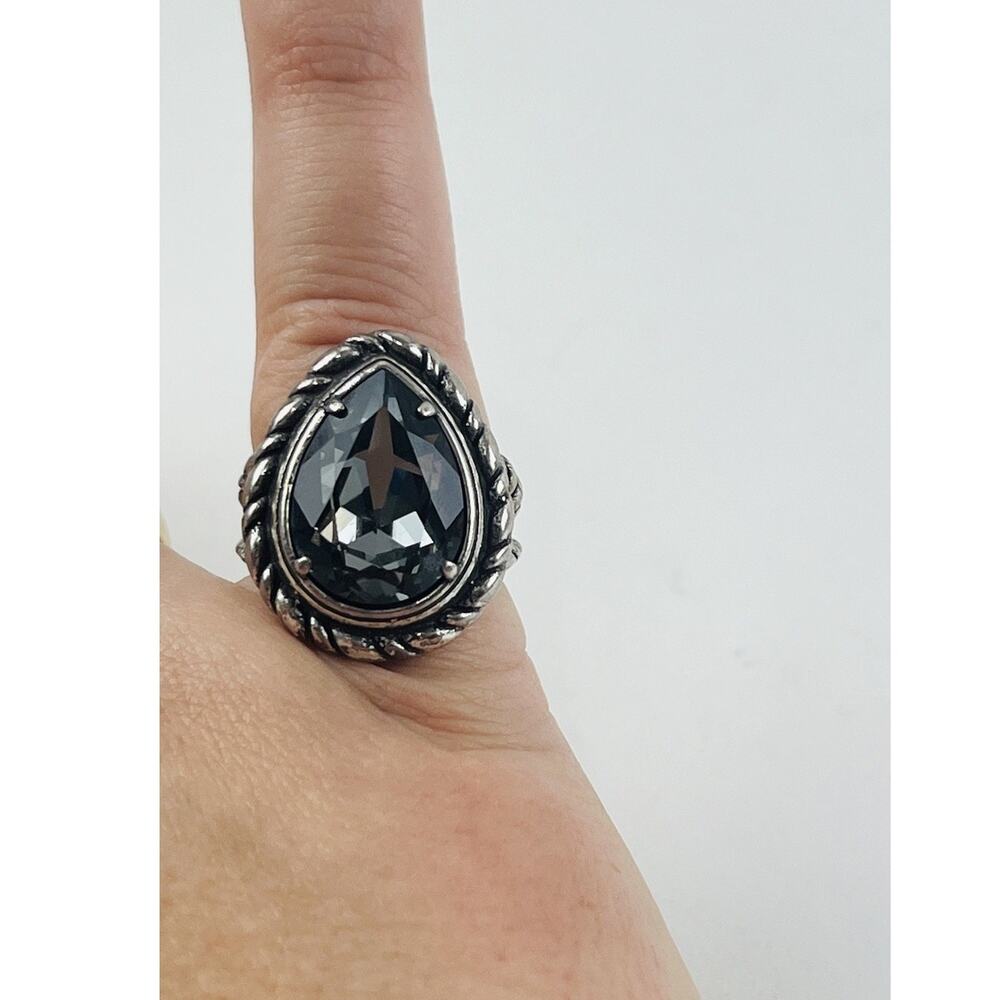 Brighton Teardrop Silver Ring Swarovski Crystal Your True Color Braided Rope Cha